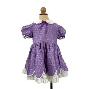 Vintage Girls Dress Full Circle Skirt purple frilly girly party